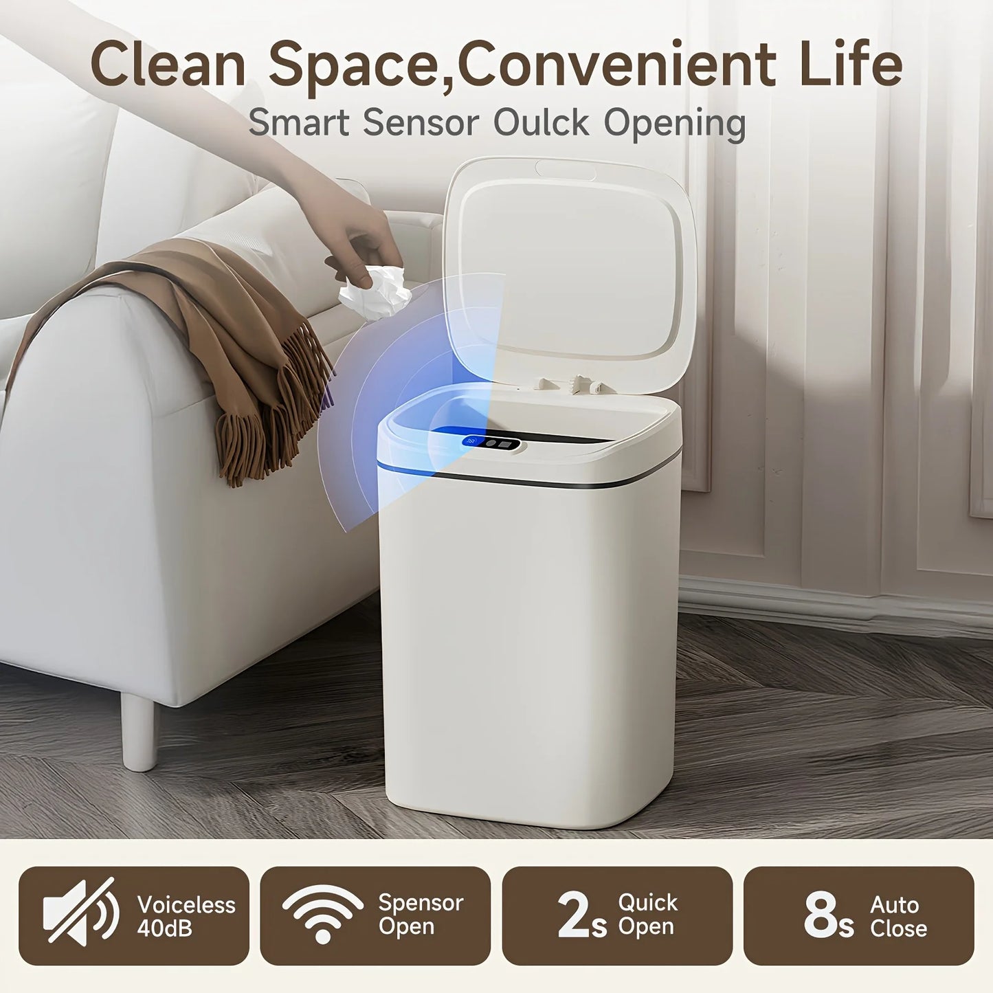 Auto-Sensor Trash Can – Hands-Free OdorLock Bin