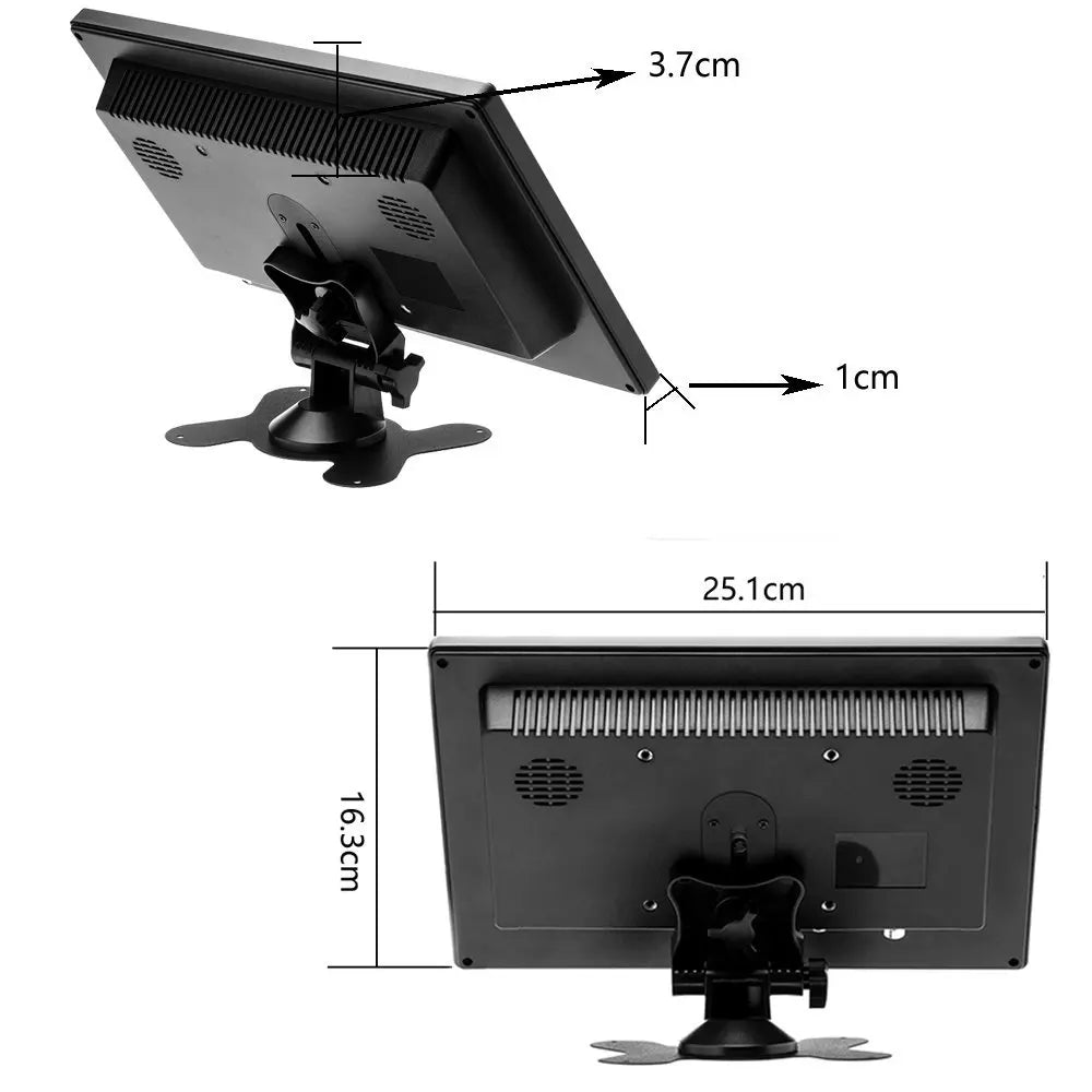 10.1" LCD HD Monitor Mini TV & Computer Display Color Screen 2 Channel Video Input Security Monitor with Speaker VGA