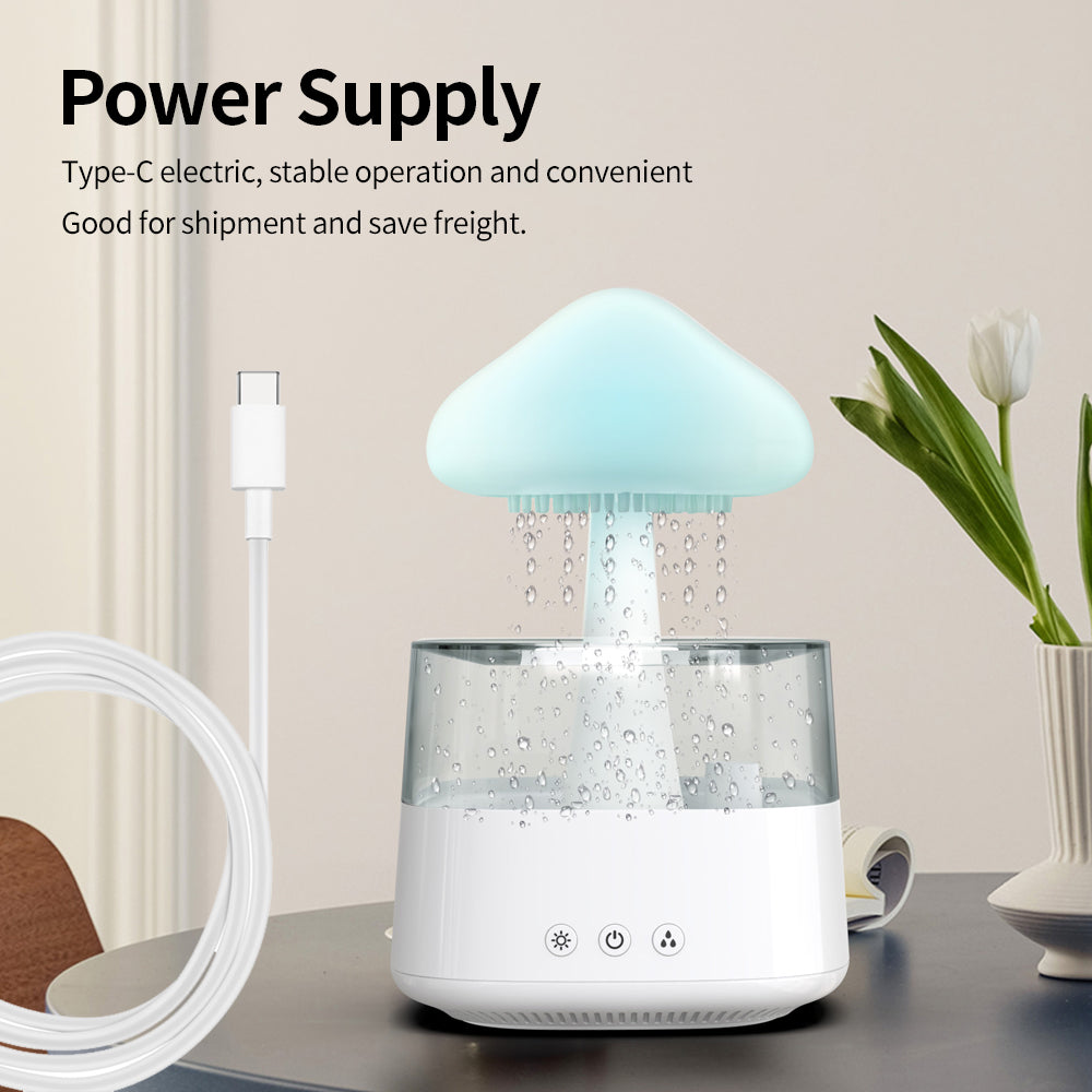 Mushroom Rain Cloud Humidifier – 400ml Ultrasonic Humidifier with 7-Color LED Mood Light