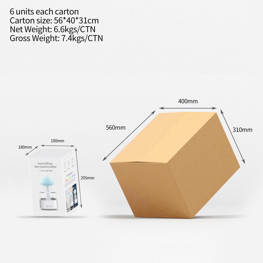 Mushroom Rain Cloud Humidifier – 400ml Ultrasonic Humidifier with 7-Color LED Mood Light