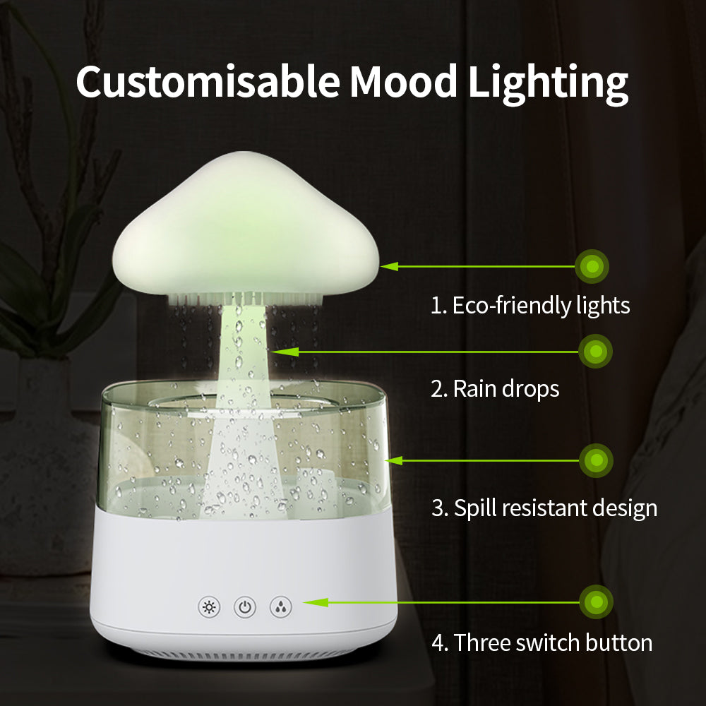 Mushroom Rain Cloud Humidifier – 400ml Ultrasonic Humidifier with 7-Color LED Mood Light