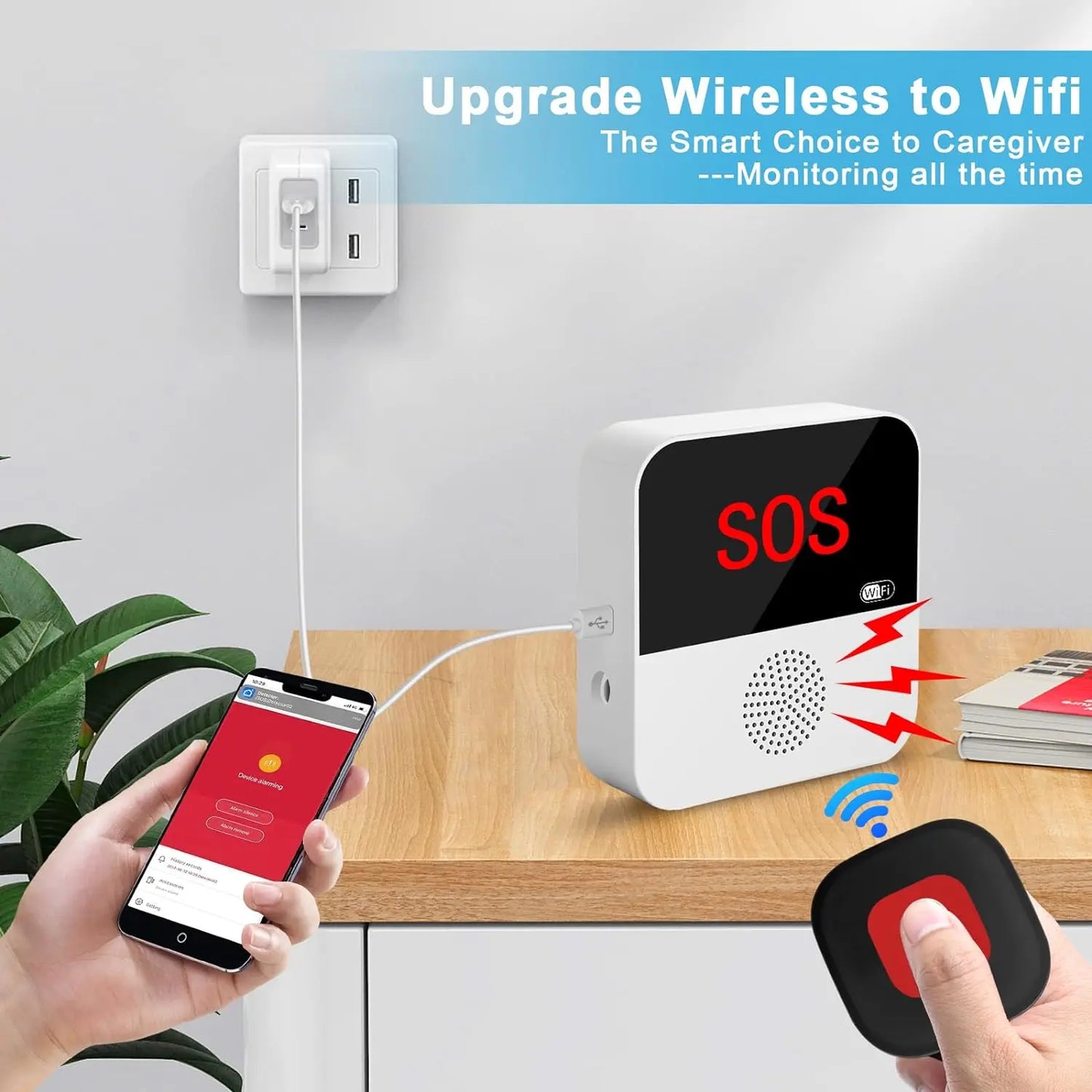 Smart SOS Alert System – WiFi Emergency Call Button for Seniors