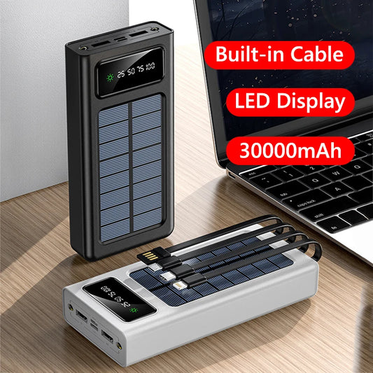 Solar Power Bank 30000mAh – 4-in-1 Charging Beast with Solar Backup