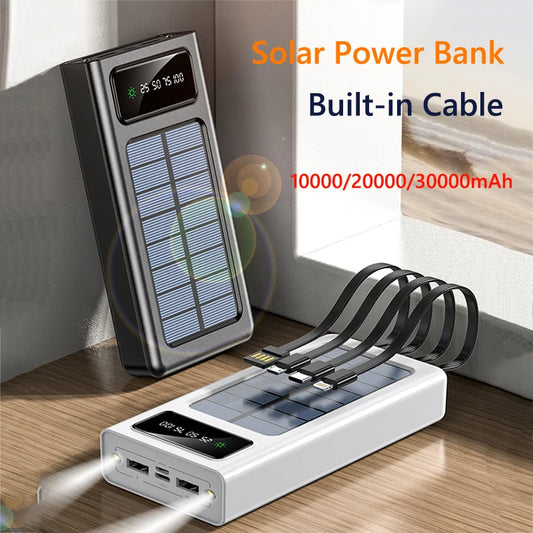 Solar Power Bank 30000mAh – 4-in-1 Charging Beast with Solar Backup
