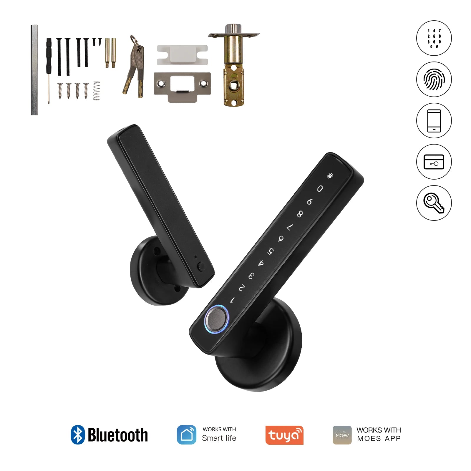 MOES Tuya Smart Fingerprint Door Lock – Bluetooth/APP/Password/Key Entry (For Homes/Offices/Rentals)