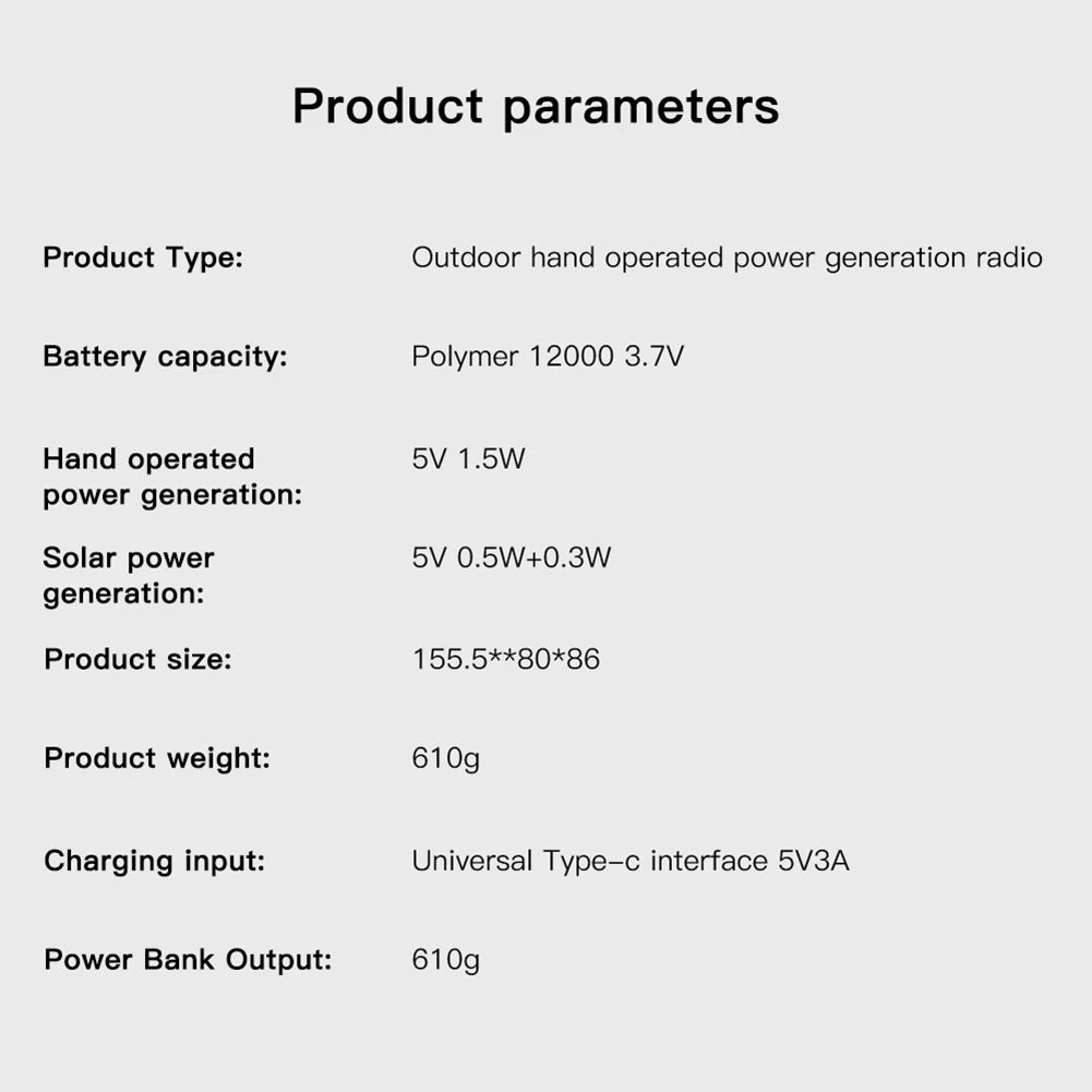 5-in-1 Solar Emergency Radio – NOAA Weather Alert & Power Bank