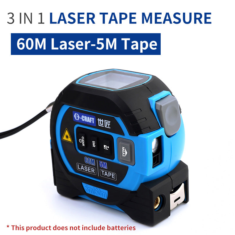 3-in-1 Laser Tape Measure – 60M Rangefinder with Cross Line & Tape