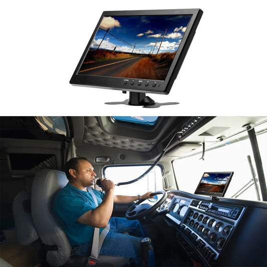 10.1" LCD HD Monitor Mini TV & Computer Display Color Screen 2 Channel Video Input Security Monitor with Speaker VGA