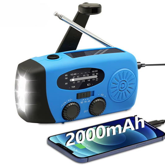 Emergency Portable Radio – Solar/Crank Powered 2000mAh Power Bank