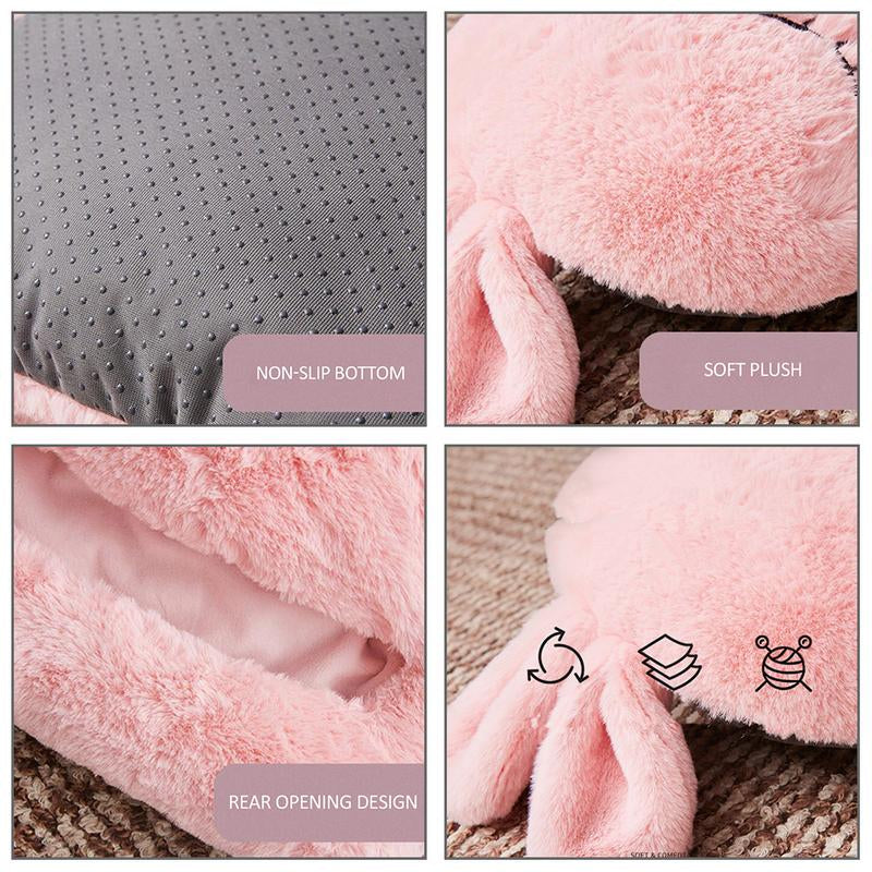 Smart Plush Slippers – Heating Foot Warmer with Rabbit Print
