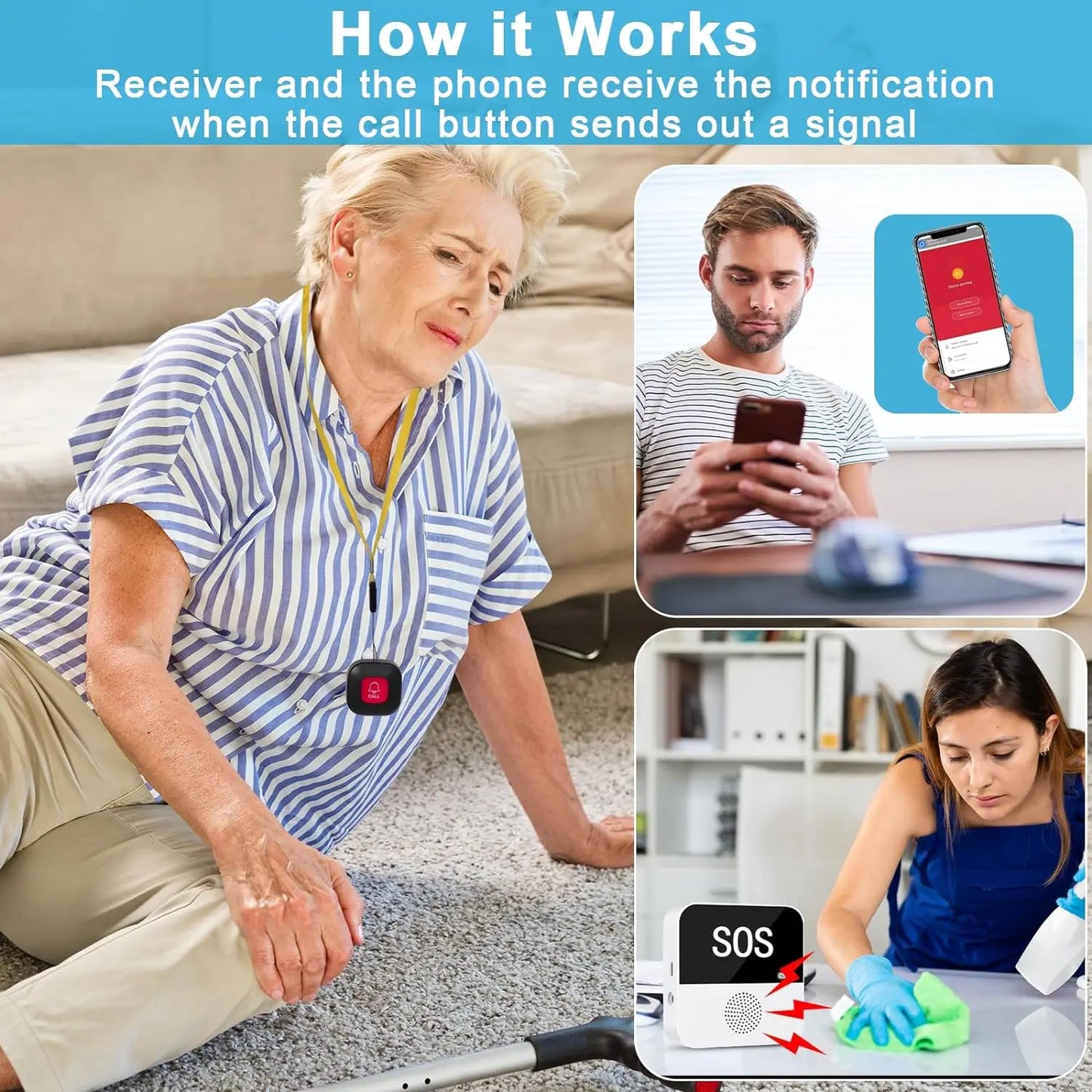 Smart SOS Alert System – WiFi Emergency Call Button for Seniors