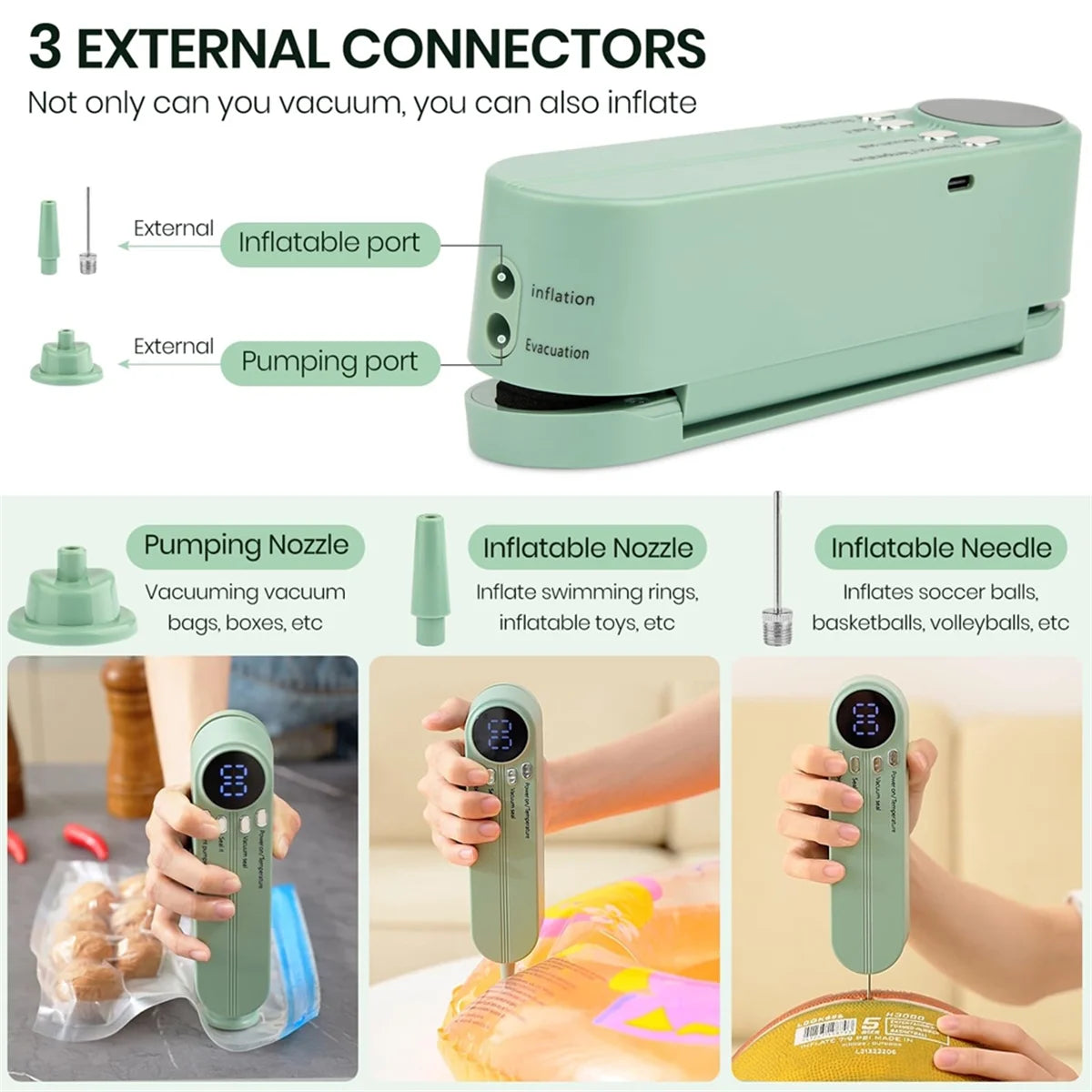 CHFL Mini 3-in-1 Vacuum Sealer – Cordless Food Preserver for Dry/Moist Foods