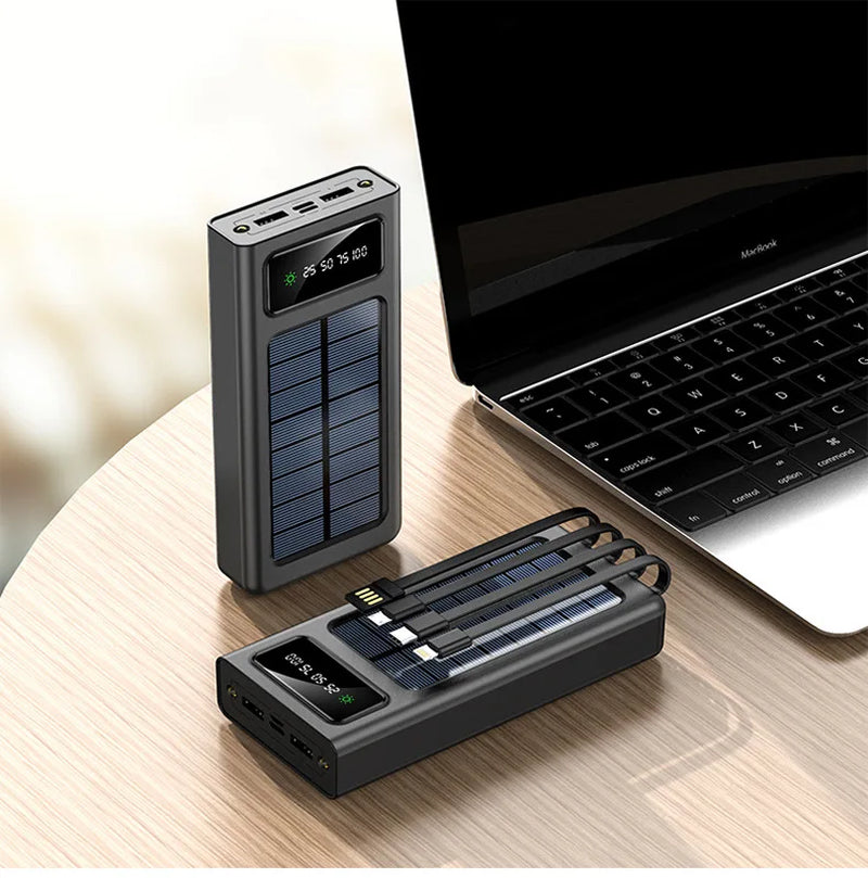 Solar Power Bank 30000mAh – 4-in-1 Charging Beast with Solar Backup