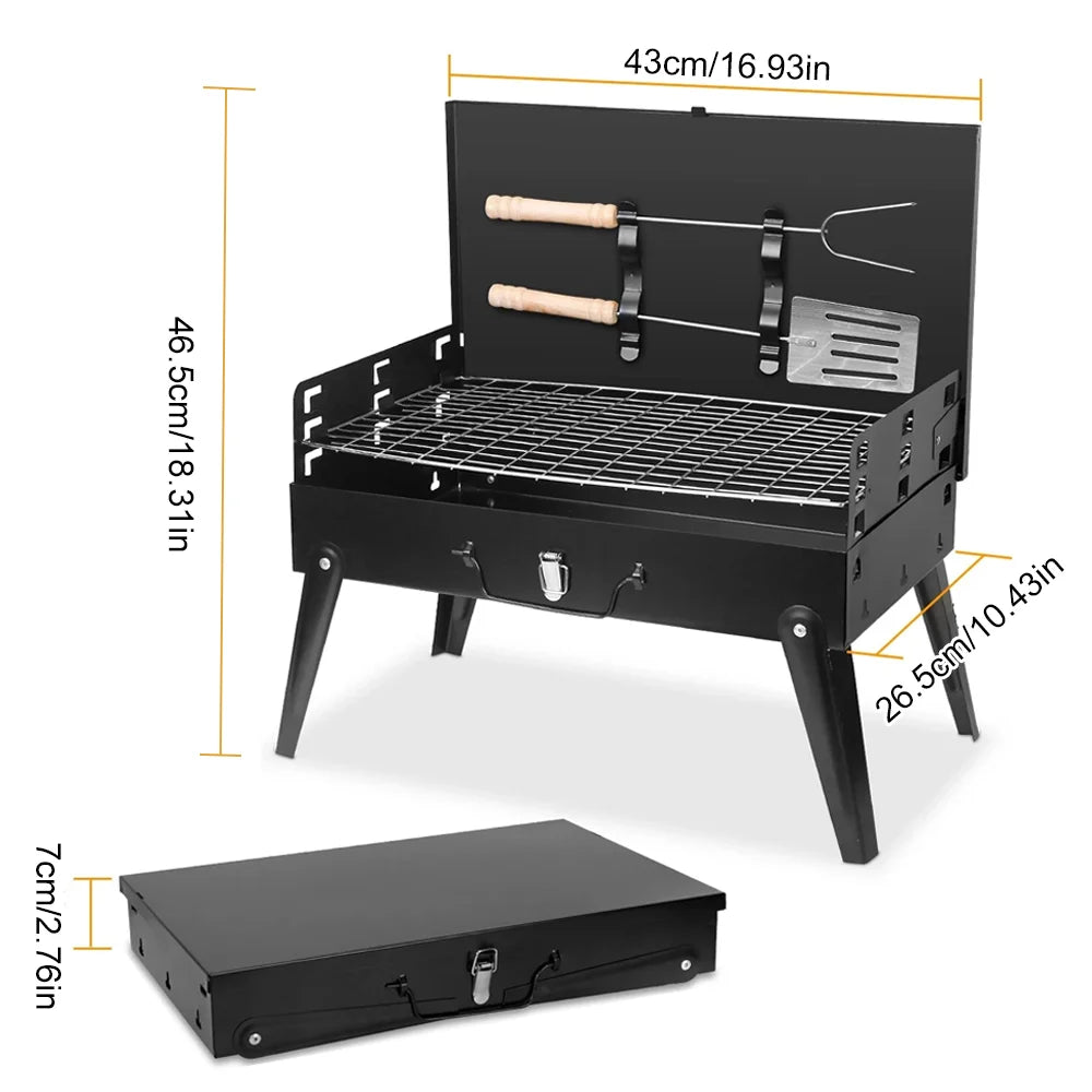 Portable Folding Charcoal Grill – Mini BBQ for Camping & Outdoor Cooking