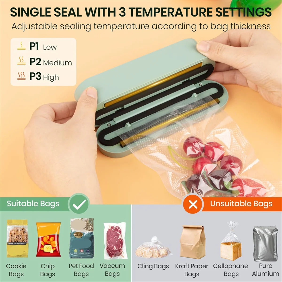 CHFL Mini 3-in-1 Vacuum Sealer – Cordless Food Preserver for Dry/Moist Foods