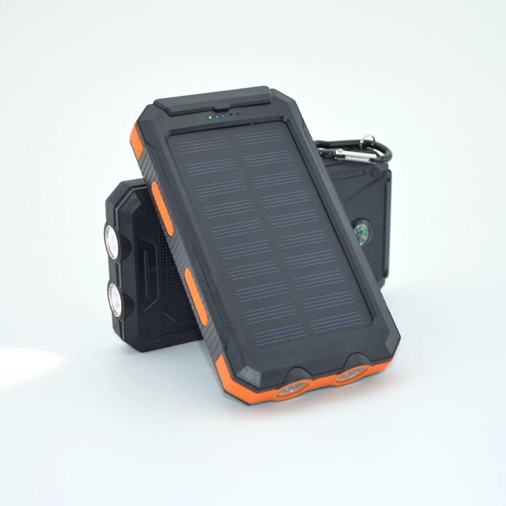Solar Power Bank 20000mAh – Outdoor Charger with Compass & Dual Flashlights