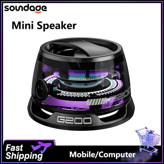 G200 Mini Bluetooth Speaker – Magnetic RGB Speaker with Phone Holder (6H Playtime, IPX5 Waterproof)