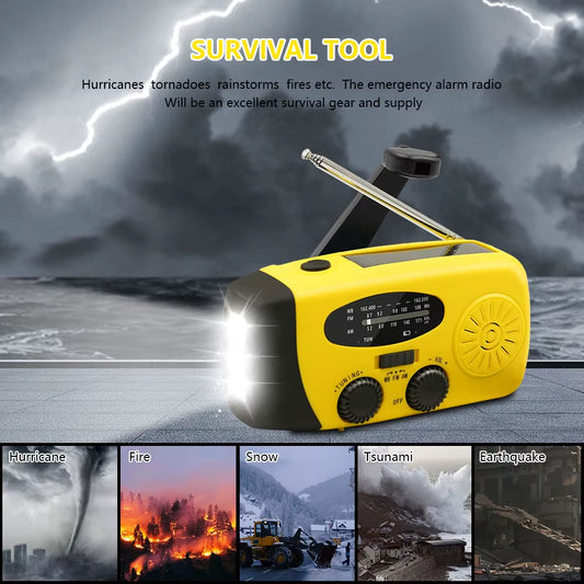 Emergency Portable Radio – Solar/Crank Powered 2000mAh Power Bank