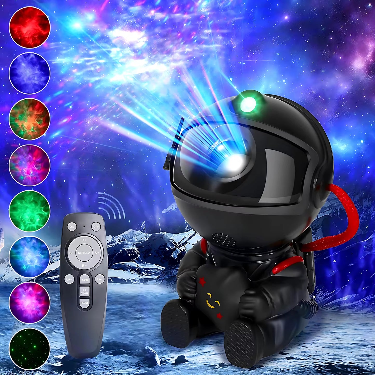 Astronaut Galaxy Star Projector – 7-Color Nebula & Starry Night Light with Remote (Bedroom Night Light)