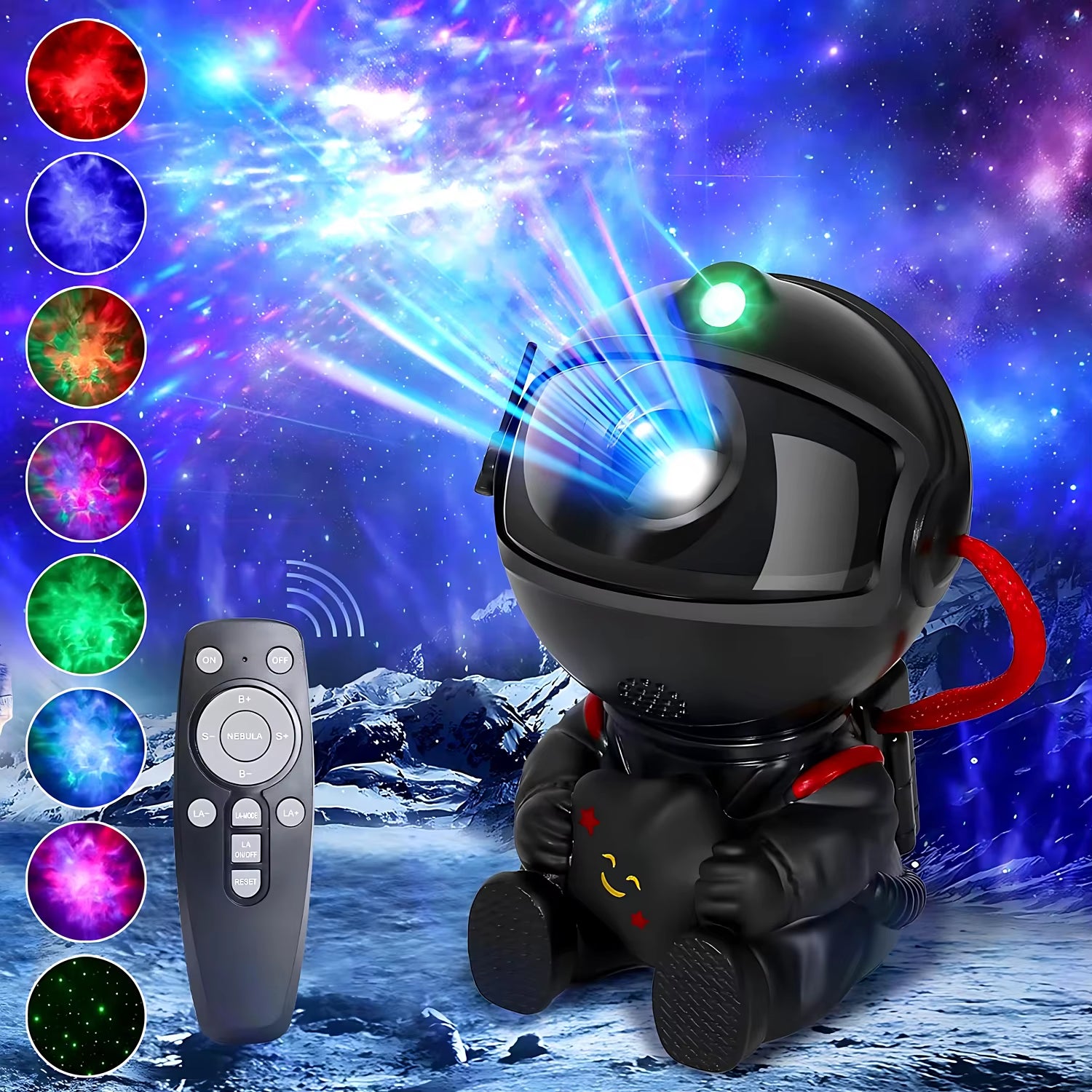 Astronaut Galaxy Star Projector – 7-Color Nebula & Starry Night Light with Remote (Bedroom Night Light)