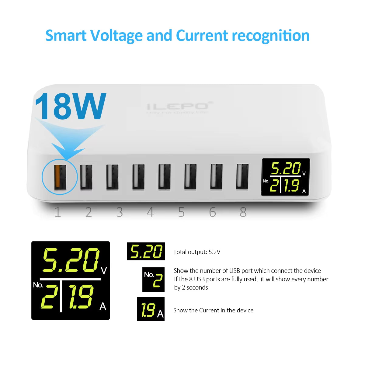 8-Port USB Charging Station