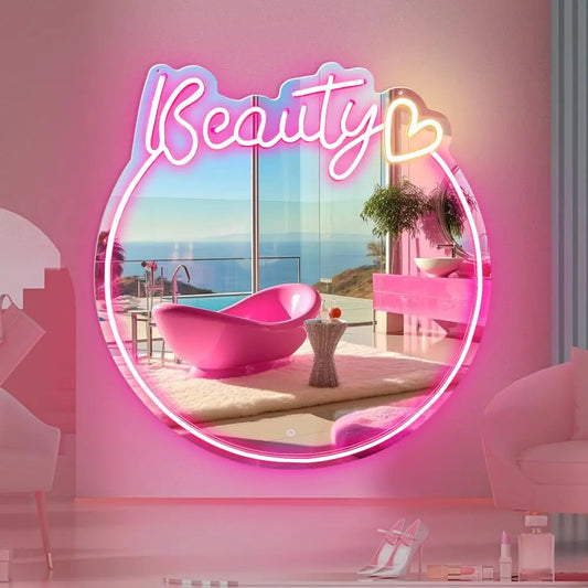 "Hello Gorgeous" Neon Mirror Light – Glam Vanity Decor
