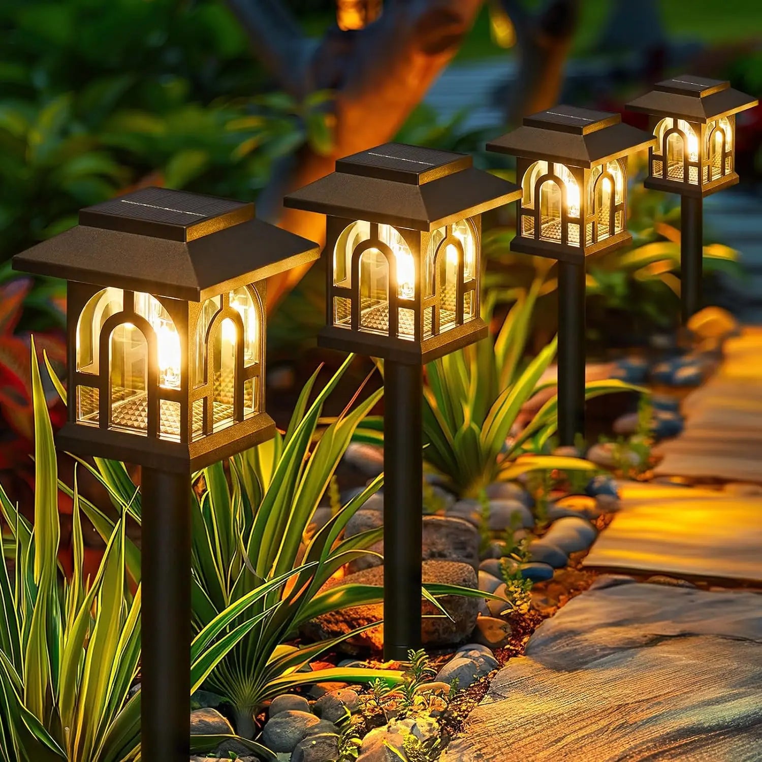 Retro Solar Path Lights – Warm White LED