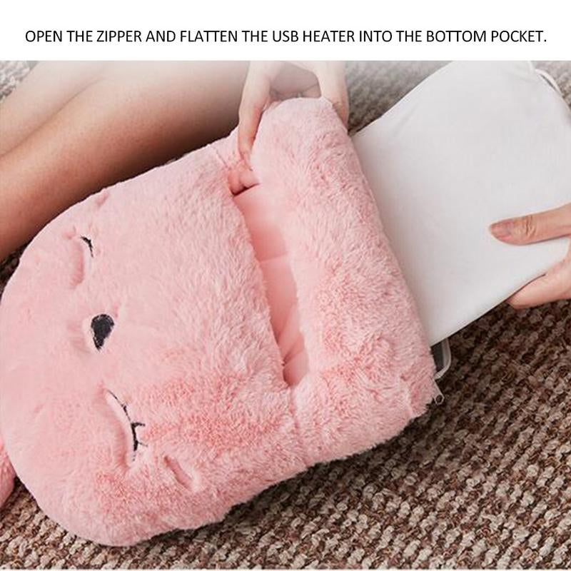 Smart Plush Slippers – Heating Foot Warmer with Rabbit Print