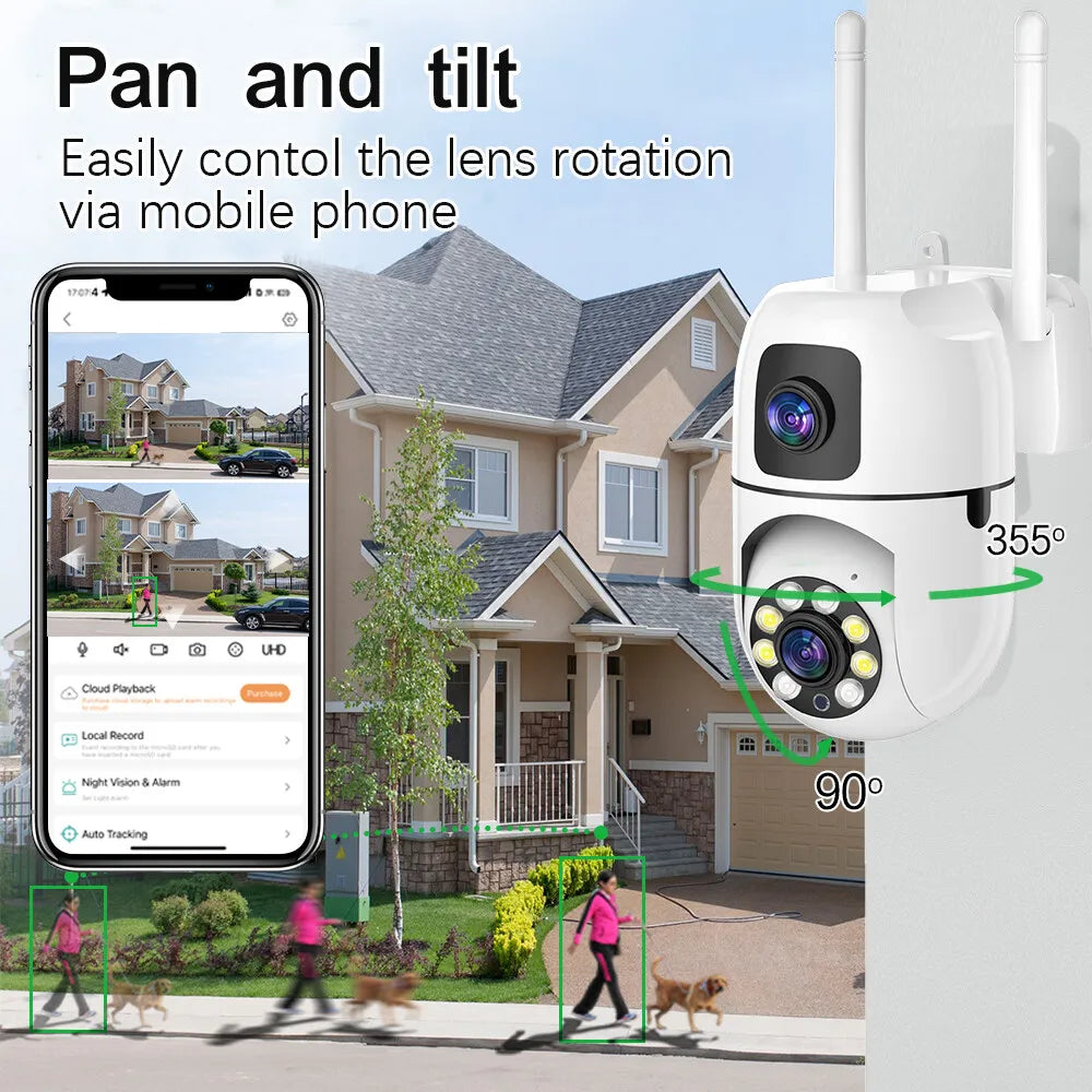 8MP Dual-Lens WiFi Rotating Security Camera - Auto Tracking