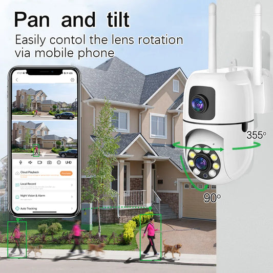 8MP Dual-Lens WiFi Rotating Security Camera - Auto Tracking