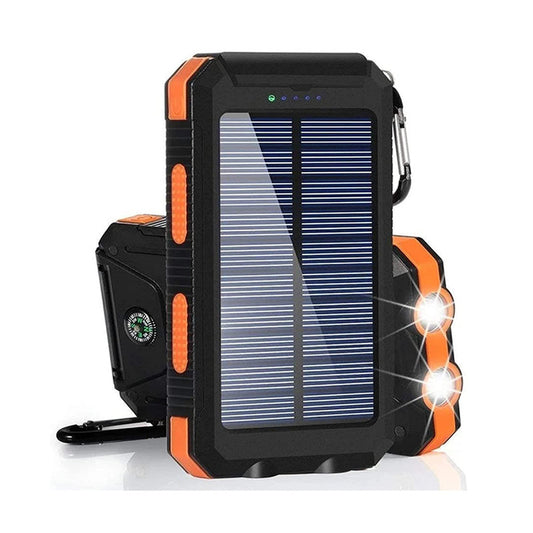 Solar Power Bank 20000mAh – Outdoor Charger with Compass & Dual Flashlights
