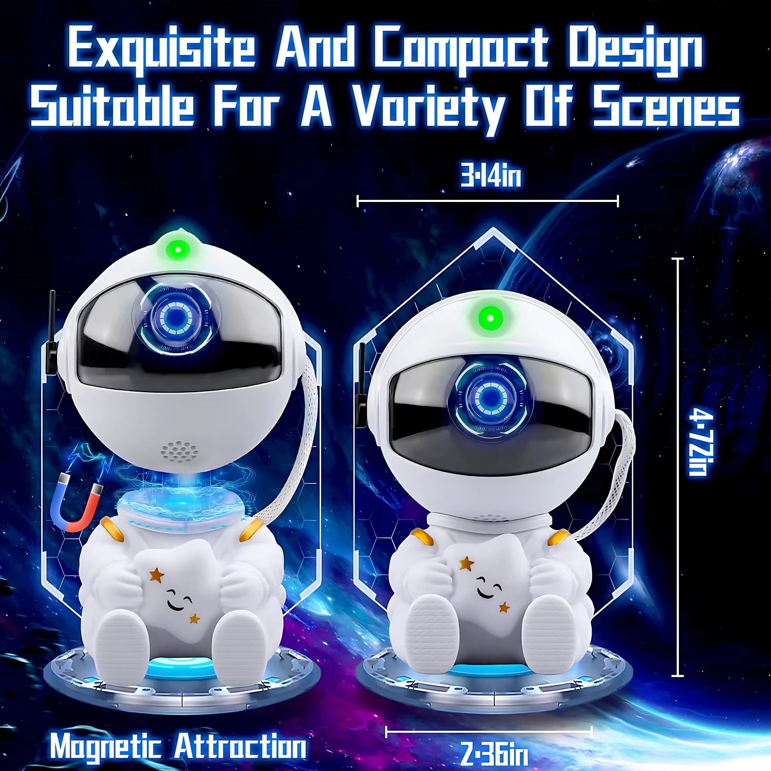Astronaut Galaxy Star Projector – 7-Color Nebula & Starry Night Light with Remote (Bedroom Night Light)