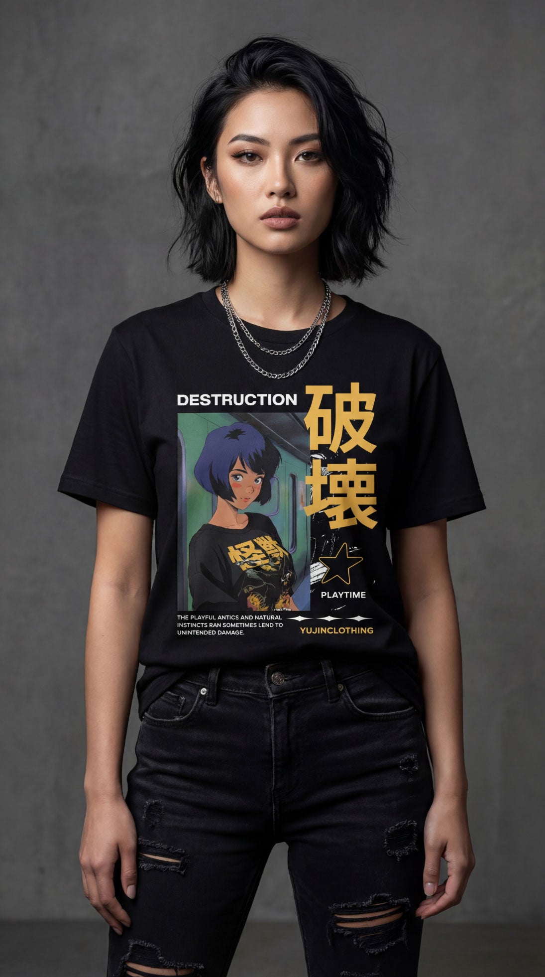 Cat Destroyer And Girl T-Shirt