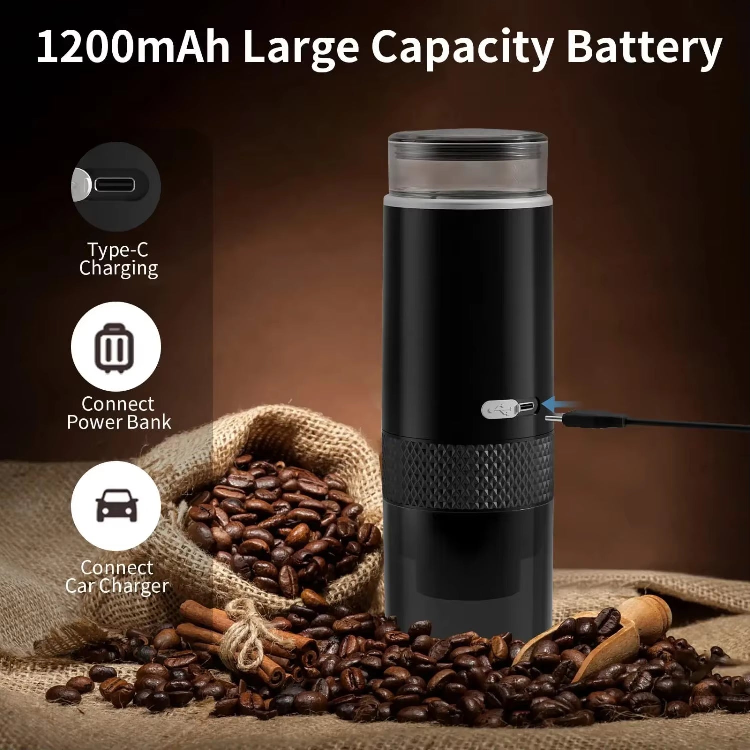 Portable Mini Coffee Maker – Compact Espresso Machine for Ground Coffee & Capsules