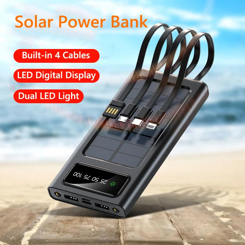 Solar Power Bank 30000mAh – 4-in-1 Charging Beast with Solar Backup