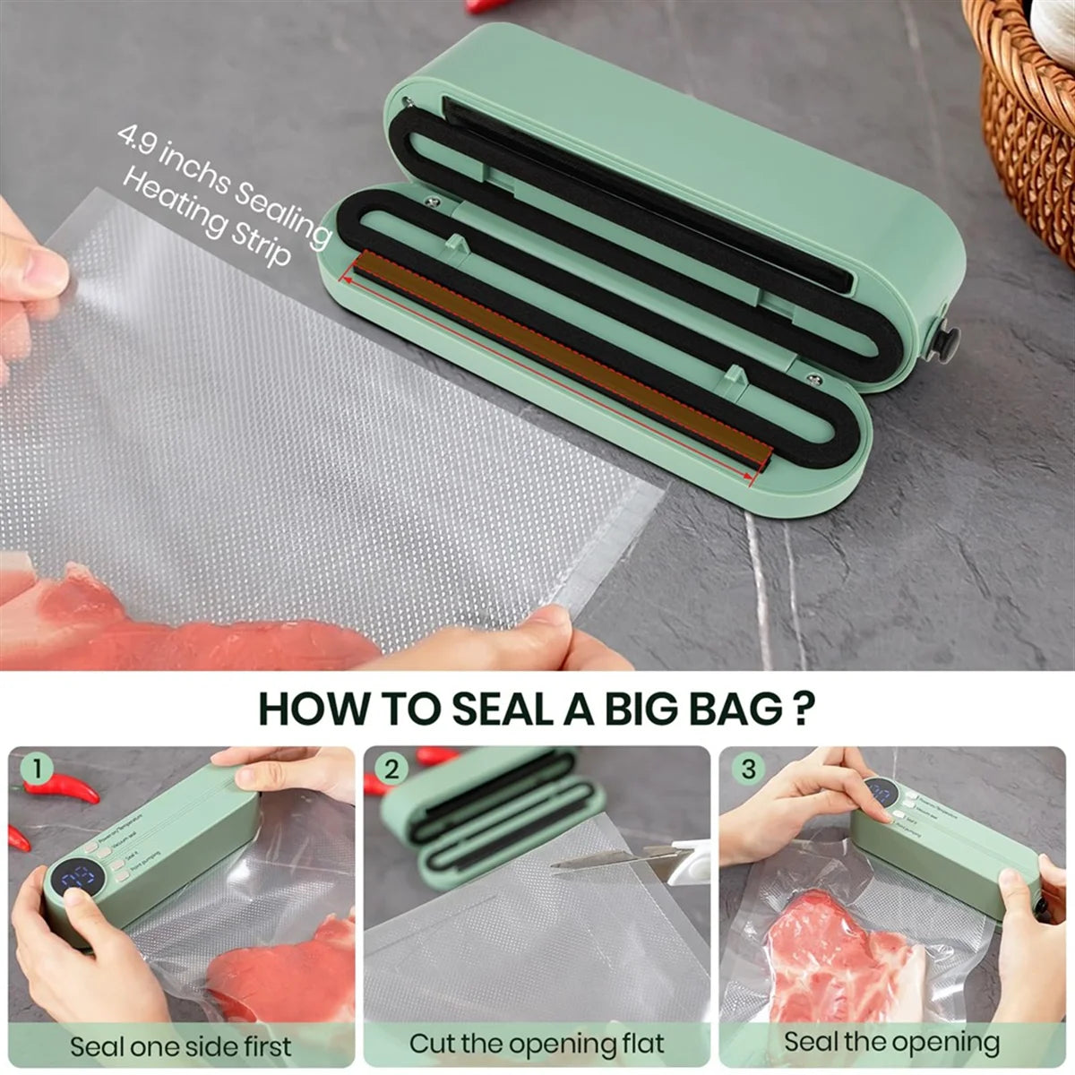 CHFL Mini 3-in-1 Vacuum Sealer – Cordless Food Preserver for Dry/Moist Foods