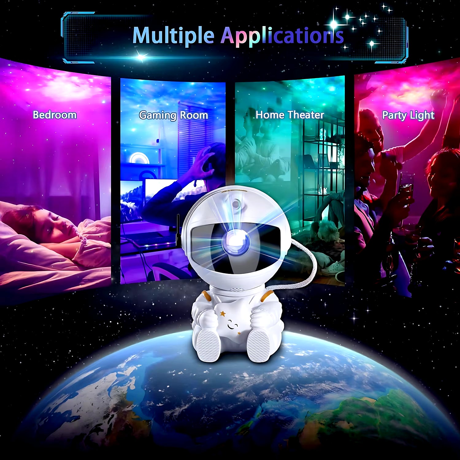 Astronaut Galaxy Star Projector – 7-Color Nebula & Starry Night Light with Remote (Bedroom Night Light)