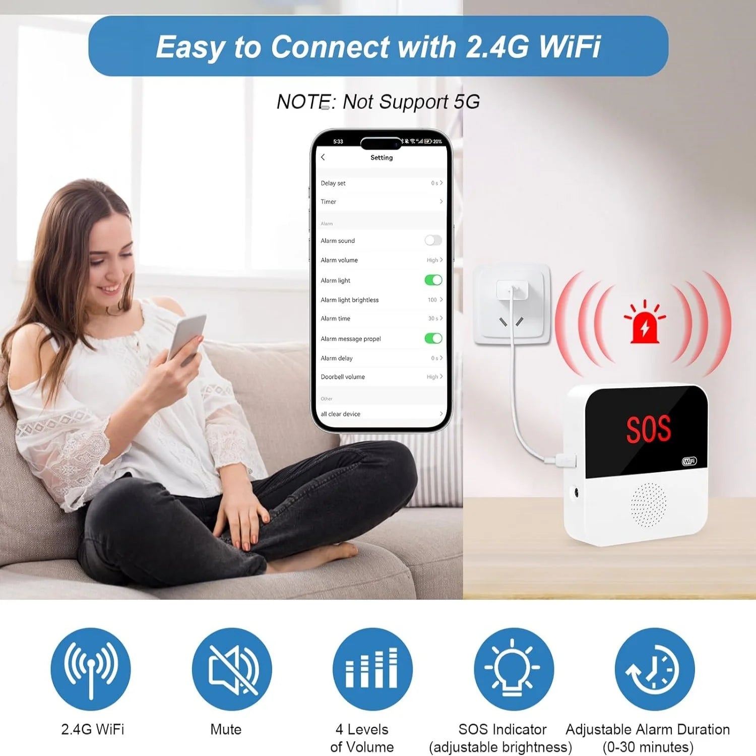 Smart SOS Alert System – WiFi Emergency Call Button for Seniors