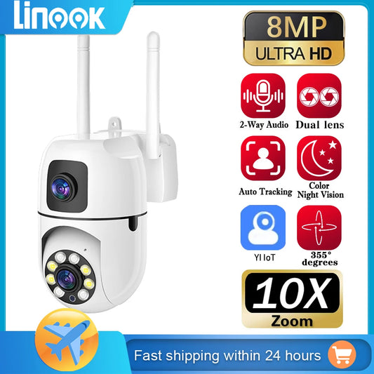 8MP Dual-Lens WiFi Rotating Security Camera - Auto Tracking