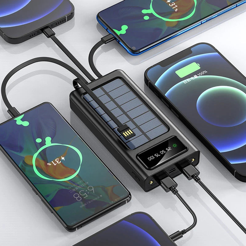 Solar Power Bank 30000mAh – 4-in-1 Charging Beast with Solar Backup