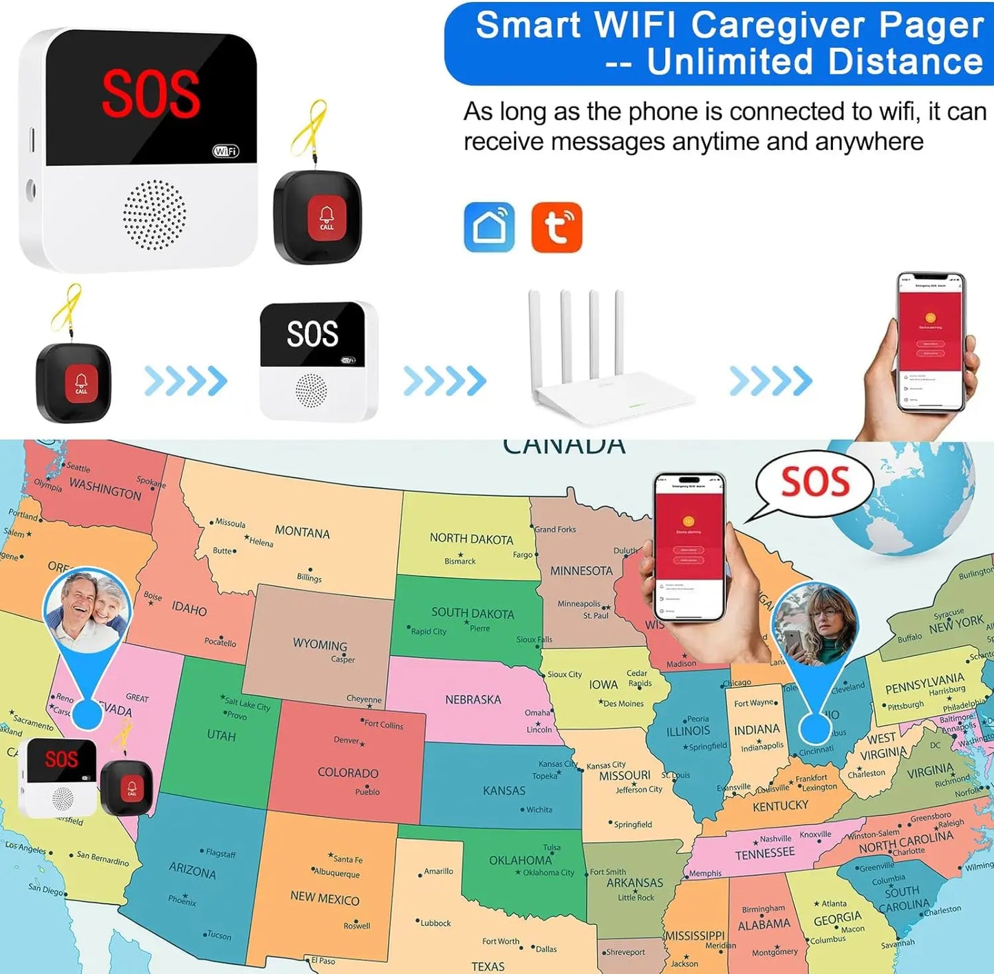 Smart SOS Alert System – WiFi Emergency Call Button for Seniors