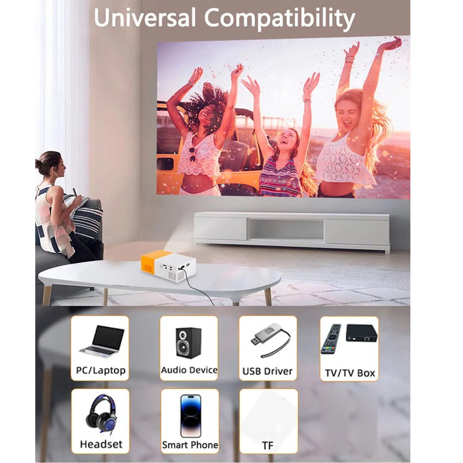 Mini HD Projector – 1080P Home Theater for Kids & Travel