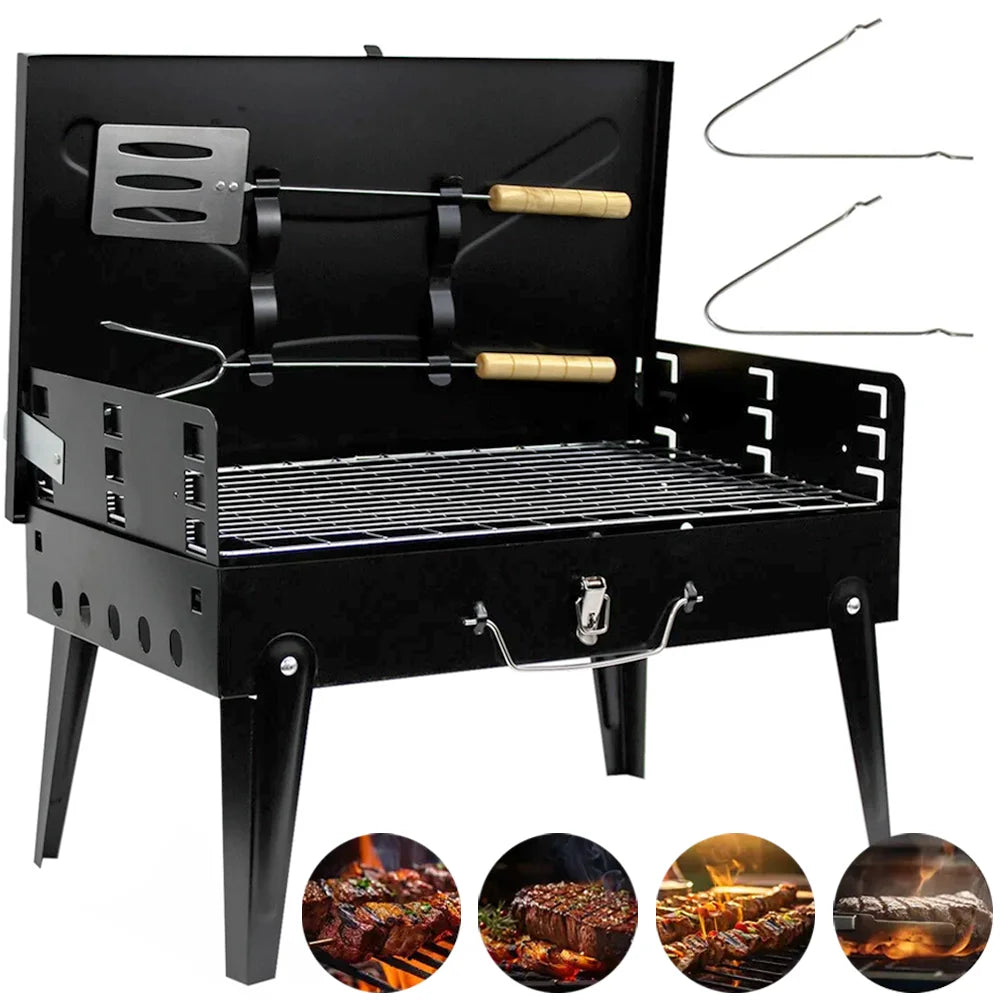 Portable Folding Charcoal Grill – Mini BBQ for Camping & Outdoor Cooking