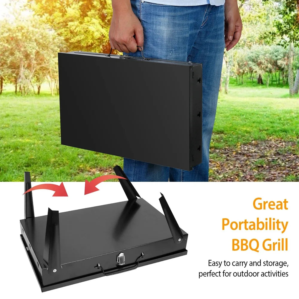 Portable Folding Charcoal Grill – Mini BBQ for Camping & Outdoor Cooking