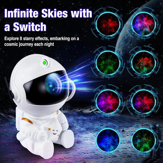 Astronaut Galaxy Star Projector – 7-Color Nebula & Starry Night Light with Remote (Bedroom Night Light)