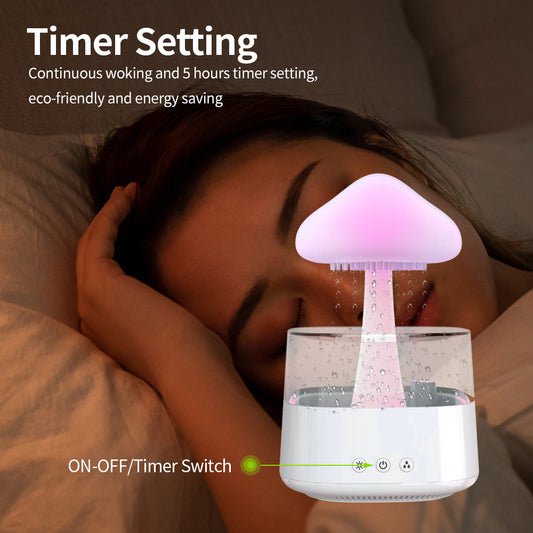 Mushroom Rain Cloud Humidifier – 400ml Ultrasonic Humidifier with 7-Color LED Mood Light