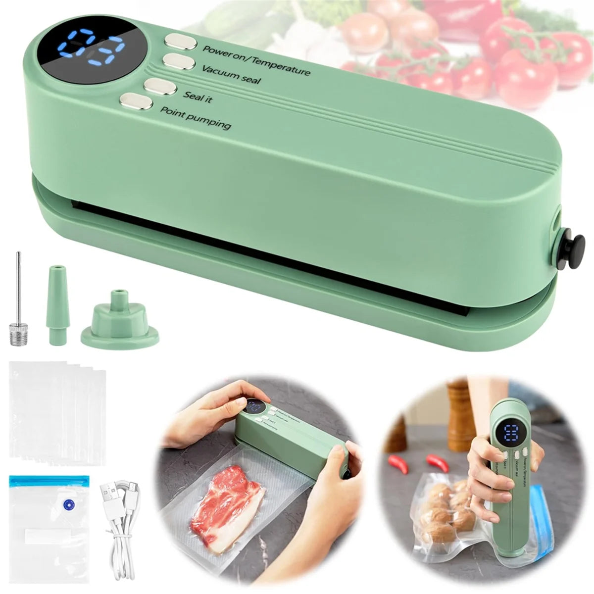 CHFL Mini 3-in-1 Vacuum Sealer – Cordless Food Preserver for Dry/Moist Foods