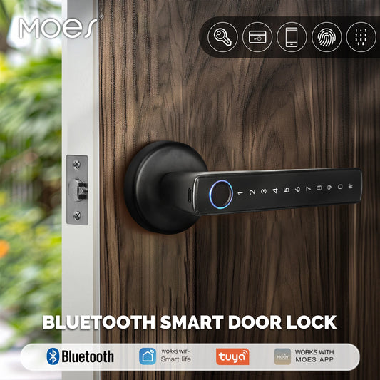 MOES Tuya Smart Fingerprint Door Lock – Bluetooth/APP/Password/Key Entry (For Homes/Offices/Rentals)